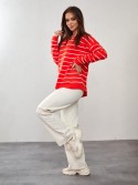 Oversized thin sweater with a collar, brick red 0583 - Online store - Boutique